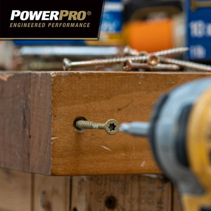 Power Pro 42481 Wood Screws, #9 x 2-1/2", Epoxy Coated, Torx/Star Drive Included, Coarse Thread, Decking Screws, Outdoor Rust Resistant, Bronze, 50pcs