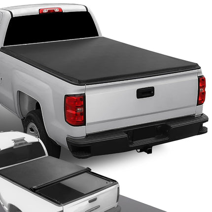 DNA Motoring TTC-RU-038 Truck Bed Soft Vinyl Roll-Up Tonneau Cover Compatible with 14-18 Silverado/Sierra 1500 6.5' Bed