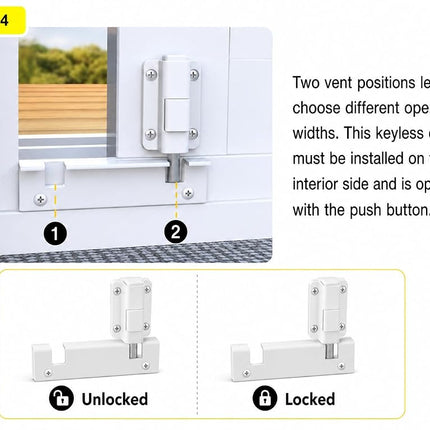 House Guard Sliding Glass Door Locks Upgraded Version Complete Footlock Kit Suitable for Sliding Doors and Windows 100,000 Times of Lock Body Opening and Closing Detection(White)