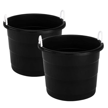 Tinas Homz con Asa de Cuerda, Negro, Juego de 2