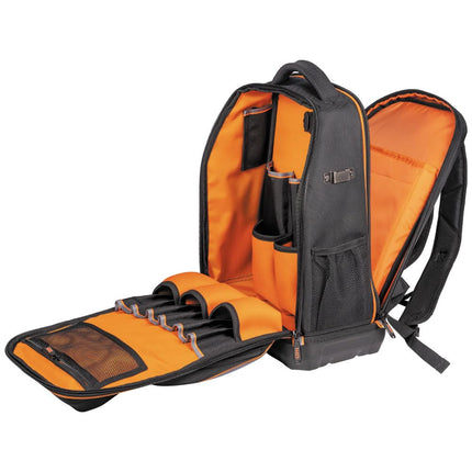KLEIN TOOLS 62805BPTECH Laptop Backpack Tool Bag, Tradesman Pro Extra-Large 28-Pocket Tech Tool Backpack with Molded Bottom, Charging Port