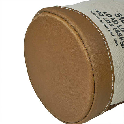 Klein Tools 5104S Canvas Bucket, Tool Bucket Made with No. 4 Canvas and Leather Bottom, with Swivel Snap Hook Included, 100-Pound Load Rated