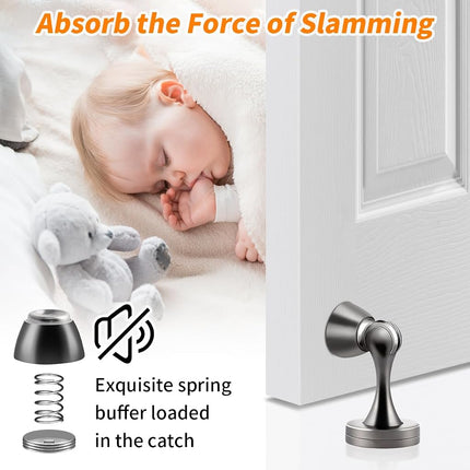 KOLAKO Door Stoppers, Magnetic Door Stops, Wall Floor Mount Heavy Duty Magnet Door Holder Soft Catch, Magnetic Doorstop for Bottom of Doors