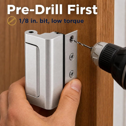 Defender Security U 11325 Door Reinforcement Lock – Add Extra, High Security to Your Home and Prevent Unauthorized Entry – 3” Stop, Aluminum Construction, Brushed Chrome (Single Pack)