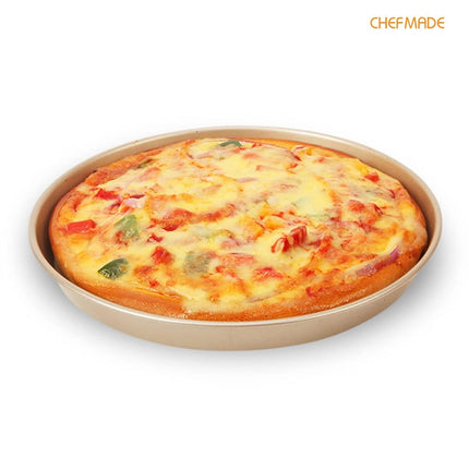 CHEFMADE Pizza Pan, 9-Inch Non-Stick Pancake Bakeware for Oven Baking (Champagne Gold),CHM-Bake-WK9047