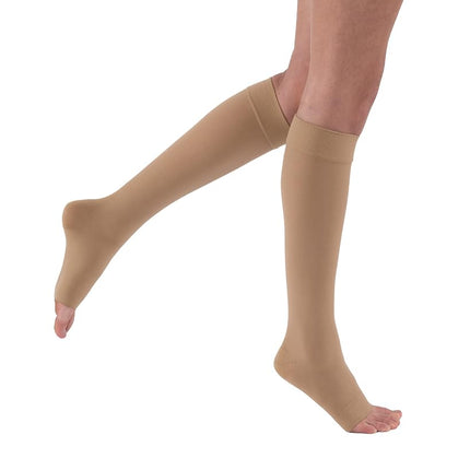 JOBST Relief Knee High 15-20 mmHg Compression Stockings, Open Toe, Large, Beige