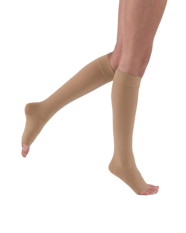 JOBST Relief Knee High 15-20 mmHg Compression Stockings, Open Toe, Large, Beige
