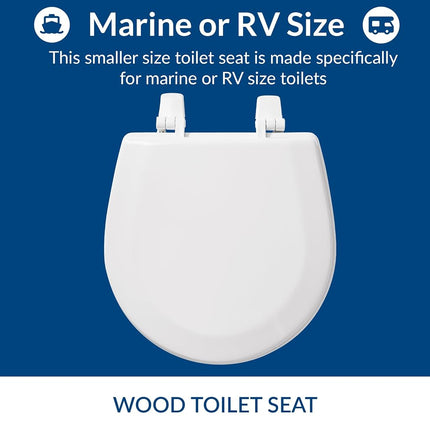 Bemis TC50TTA 000 Marine Toilet Seat, Durable Enameled Wood, 14.88" L x 13" W, White, 1 Pack