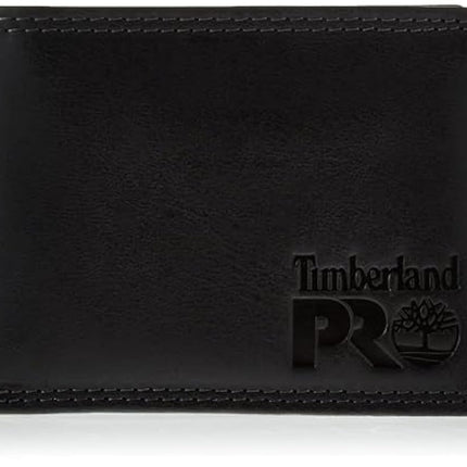 Timberland PRO mens Leather Rfid With Removable Flip Pocket Card Carrier Wallet, Black/Brandy, One Size UK