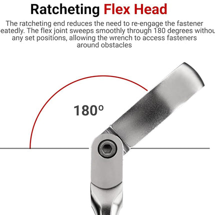 TEKTON 22 mm Long Fixed/Flex Head 12-Point Ratcheting Box End Wrench | WRB35422