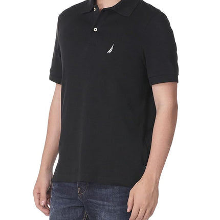 Polo Nautica de algodón suave liso de manga corta y corte clásico para hombre, negro verdadero, 5X grande