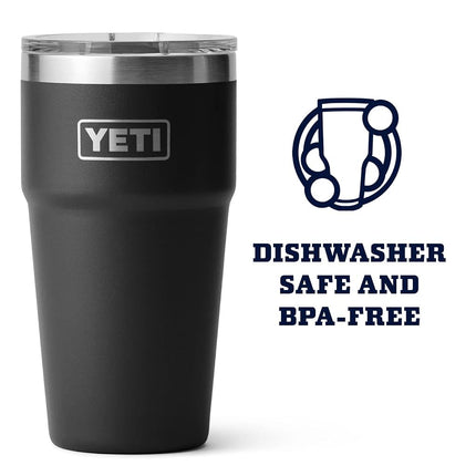 YETI Rambler 16 oz Stackable Pint, Vacuum Insulated, Stainless Steel with MagSlider Lid, Black