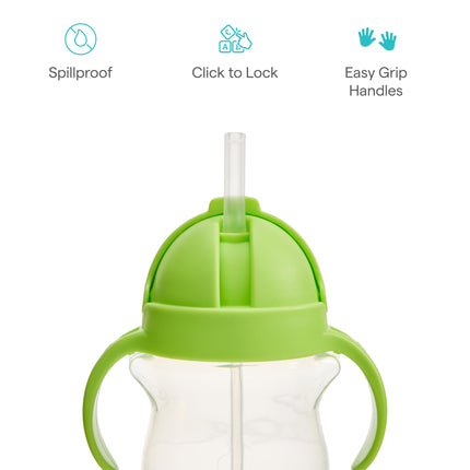 Munchkin Click Lock Weighted Straw Cup, 7 Ounce, Blue/Green, Pack of 2