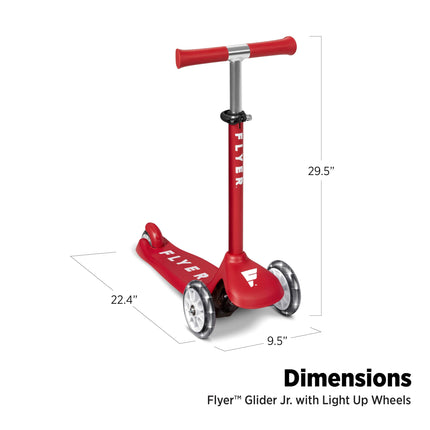 Kids Scooter, Toddler Scooter, Flyer Glider Jr. with Light Up Wheels, Red, Radio Flyer Ride On Toys for Kids 2-5 Years Old, for Outdoor Riding