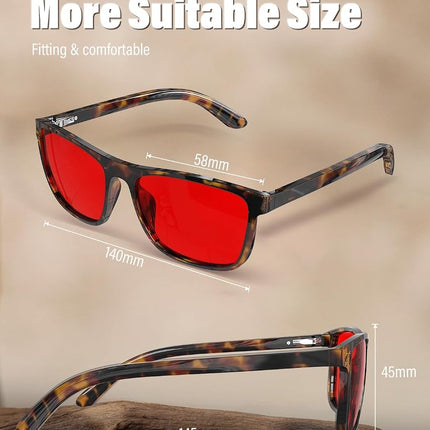 Bloomoak 99% Blue Light Blocking Glasses - Anti Glare Amber Gaming Glasses for Better Sleep for Screens, Gaming, TVs, Mobile Phones, Red - 100% - Brown tortoiseshell frame, 52-18-145