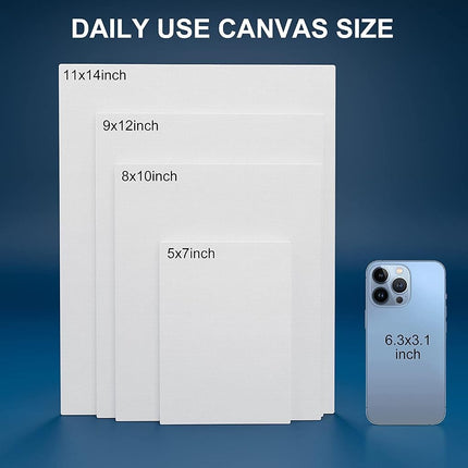 Canvas Panels 24x30cm 12-Pack, 300 GSM Triple Primed Acid-Free 100% Cotton Paint Canvas for Painting, Blank Flat Canvas Board for Acrylics Oil Watercolor Tempera Paint