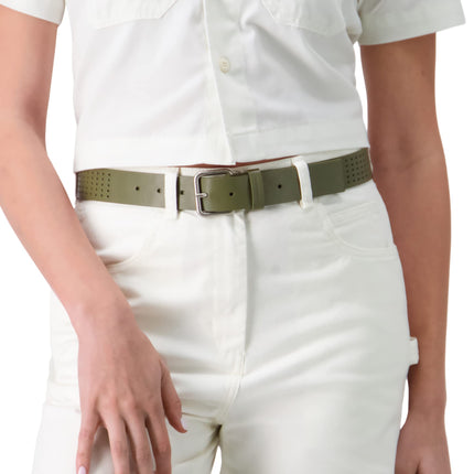 Dickies Women’s Leather Casual Belt, Olive Perforated, S