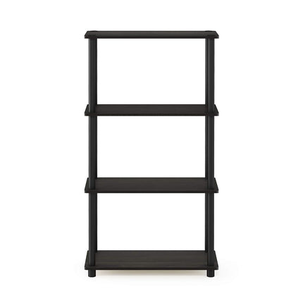 Furinno TURN-N-TUBE Storage Shelves, 4-Tier Toolless Book Shelf, Corner Shelf, Toolless Open Shelves, for Organization and Storage, Living Room, Garage, Home Office, Espresso