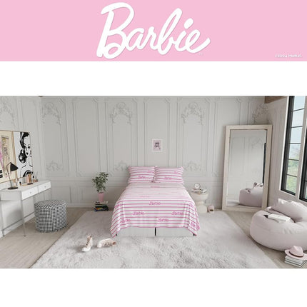 Linge de lit Barbie Franco Collectibles – Parure de draps complète 4 pièces en microfibre ultra douce et confortable (produit sous licence officielle)