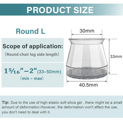 24 Pcs Chair Leg Floor Protectors, Silicone Felt Furniture Leg Pads Caps Covers for Hardwood Floors (Fit 1-5/16" to 2")