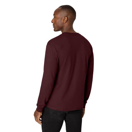 Hanes T Beefyt Henley, Men's Cotton Long Sleeve Shirts, Mulled Berry, 3XL