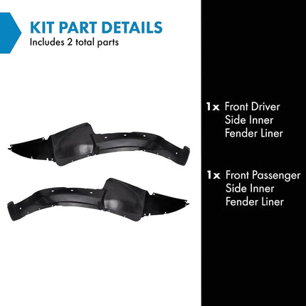 TRQ Front Inner Fender Liner Set Compatible with 2005-2010 Chevrolet Cobalt 07-09 Pontiac G5