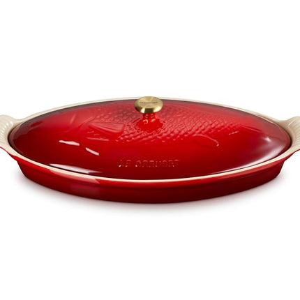 Le Creuset Stoneware Heritage Fish Baker, 1.7 qt., Cerise