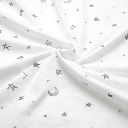 American Baby Company Printed 100% Natural Cotton Value Jersey Knit Fitted Pack N Play Playard Sheet, Grey Stars and Moon, Soft Breathable, for Boys and Girls