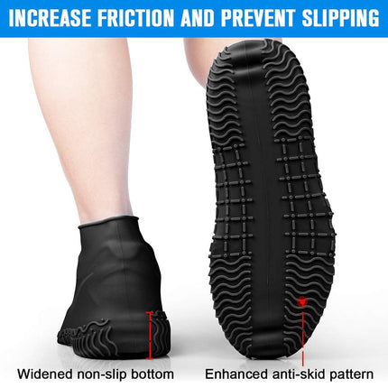 Shiwely Silicone Waterproof Shoe Covers, Upgrade Reusable Overshoes with Zipper, Resistant Rain Boots Non-Slip Washable Protection for Women, Men (M (Women 5.5-7.5, Men 5-6.5), Black)