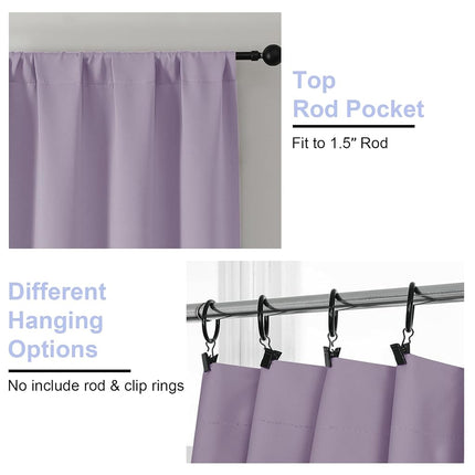 Simplebrand Ava Lilac Blackout Curtains for Bedroom 63 Inch Length 2 Panels Set, Nursery Thermal Insulated Energy Saving Rod Pocket Window Treatment Curtains Blackout Drapes, W40 x L63 Inch, Lilac