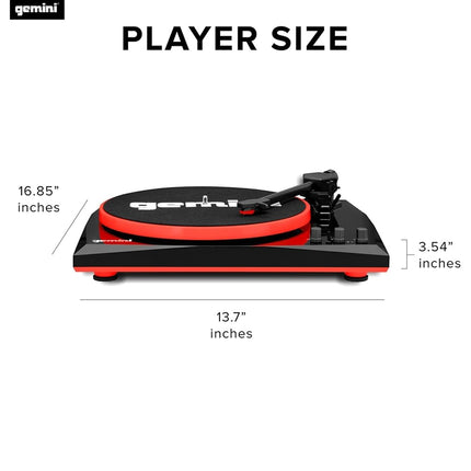 Gemini Pro Audio Modern 3 Speed Bluetooth Classic Vinyl Record Player Turntable with Dual 50W Dynamic Stereo Speakers for Stereo System for Home with Stylus and Cartridge