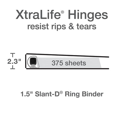 Oxford 3 Ring Binders, 1.5 Inch ONE-Touch Easy Open D Rings, 3-Sided View Binder Covers, Xtralife Hinge, Non-Stick, PVC-Free, Natural Pastels, 375-Sheet Capacity, 4 Pack (79918)