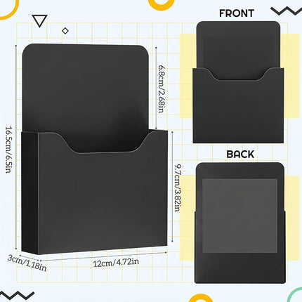 Gilprop 8 Pack Magnetic File Holder Magnetic Wall File Folders Organizer Classroom Storage Refrigerator Magazine Holder for Whiteboard Mail Letters Paper Teacher Office(7x5in,Classic,Black)