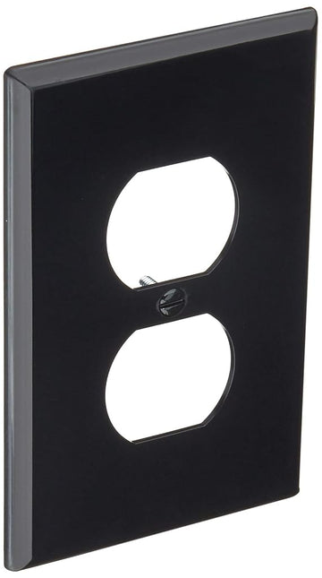 Leviton 1-Gang Duplex Receptacle Wallplate, Midway Size, PJ8-E, Black