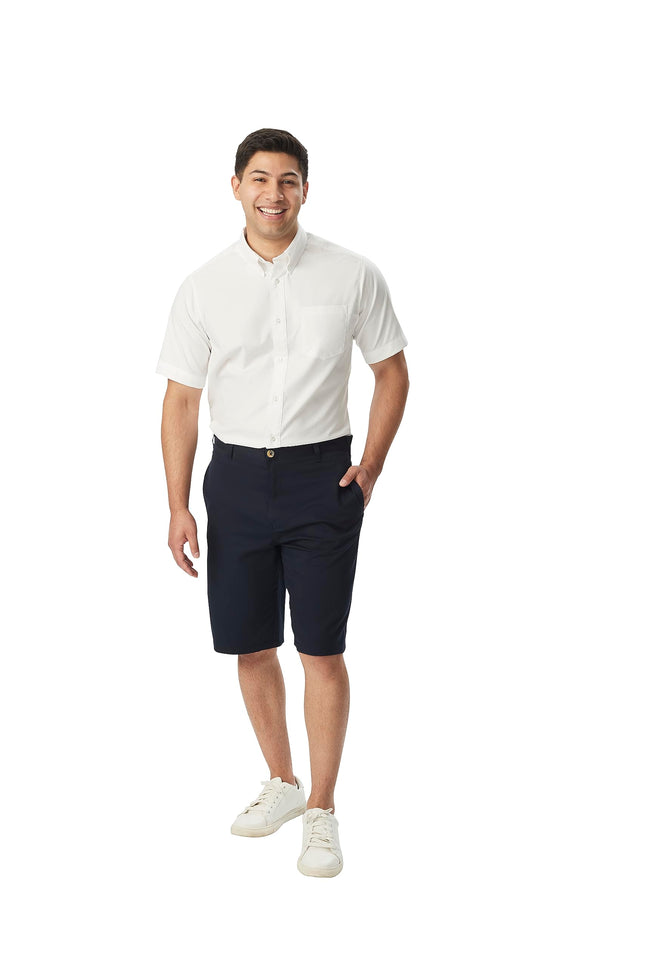 French Toast Men's Short Sleeve Oxford, White, Large