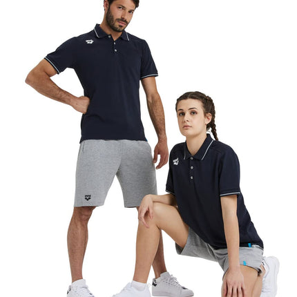 ARENA Unisex Team Polo Shirt Made of Cotton, Solid Polo Shirt, Navy, L