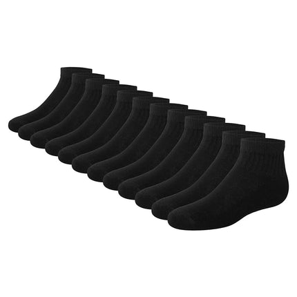 Chaussettes Hanes pour garçons, Double Tough à coussinets, coupe cheville et invisible, paquets de 12 paires, invisible - Noir - Paquet de 12, Petite