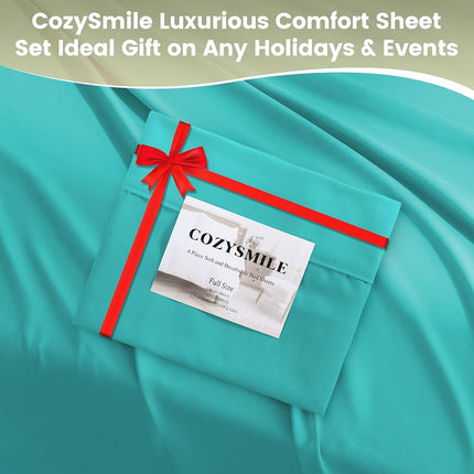 CozySmile Silky Soft King Size Sheet Set - Luxury 4 Piece Breathable Cooling Sheets for King Size Bed, 16" Deep Pocket Easy Care Wrinkle Free Bedding Sheet and Pillowcase Set, Turquoise