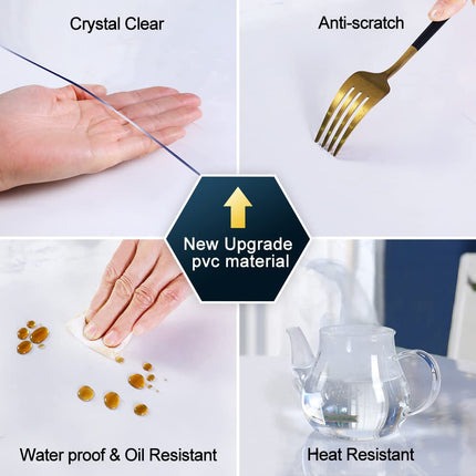 Small Square Transparent 14x14 Inch Clear Office Desk Blotter Mat Crytal Plastic Table Protector Cover Pad PVC Table Surface Proection Mat Pad Anti Scratch End Table Protector Waterproof Easy Clean