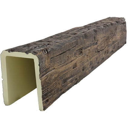 Heritage Timber Salvaged Timber Faux Wood Beam, 3-Sided (U-Beam), 3 1/2"W x 3 1/2"H x 72"L, Kona Brown Finish