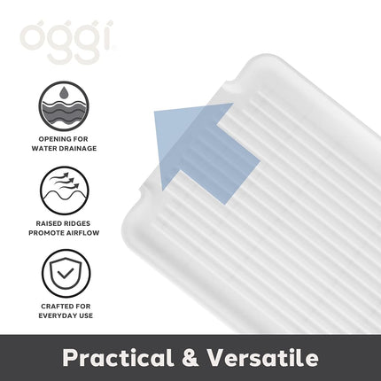OGGI Dish Drain Board & Drying Rack Tray for Kitchen - Ideal Rigid Drainboard, Dish Drainer Tray, Dish Drain Boards for Kitchen Counter, 12.75 x 17.25 - White