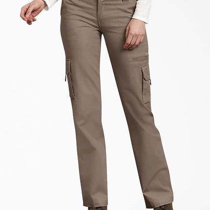 Dickies Women's Relaxed Fit Cargo Pants, Rinsed Pebble Brown, 6