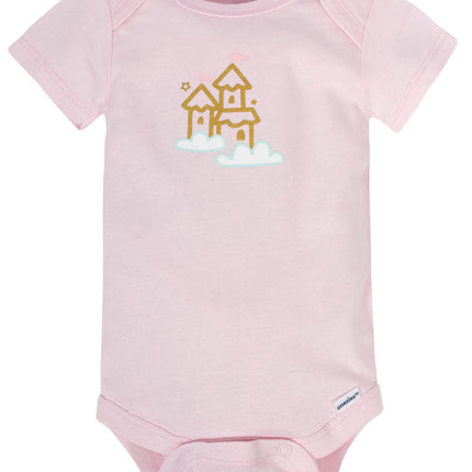 Gerber Baby-Girls 8-Pack Short Sleeve Onesies Bodysuits, Castle, 0-3 Months