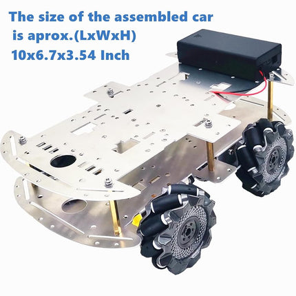 DWWTKL DIY Mecanum Wheel Car Kit with Metal Chassis and TT Motor Smart Robot 4WD Omnidirectional Car Programming Kit with Speed Encoder for Arduino/Microbit/Raspberry Pi for Adult Age 15+(Unassembled)
