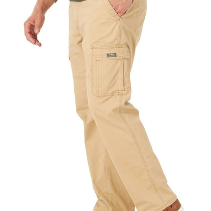 Wrangler Authentics Pantalón cargo elástico de corte relajado para hombre, Ripstop Travertino, 38W x 34L