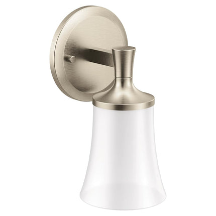 Moen YB0361BN 1 Lámpara de tocador de baño de doble montaje con vidrio esmerilado, 110 V, níquel cepillado