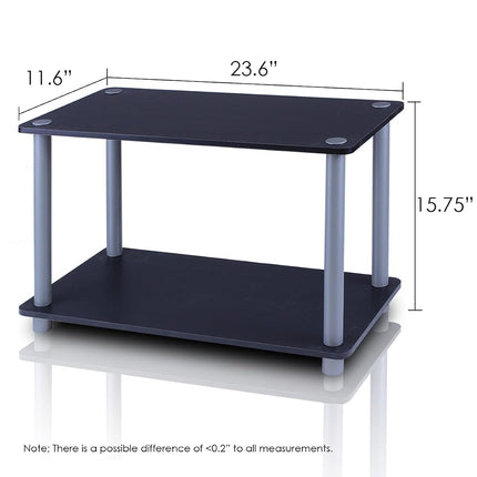 Furinno 11250-SET-BK Turn-N-Tube 2-Tier Shelves/End Tables Set, Black/Grey, 2 Pcs Set