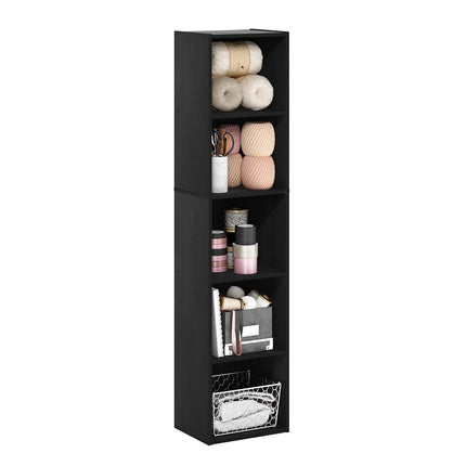Furinno PASIR 5-Tier Open Shelves Bookcase, Blackw