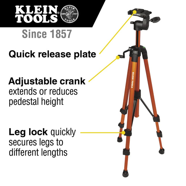 Tripod, Flexible Tripod with Mount, Lightweight Aluminum, Compatible with Klein Tools Laser Levels and Other Products Klein Tools 69345