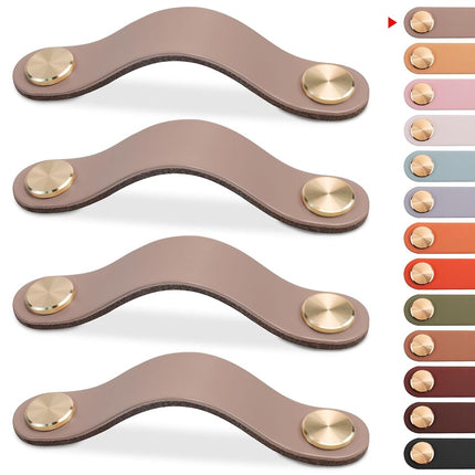 LEREATI Pack of 4 Leather Handles for Furniture, C